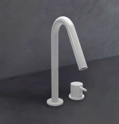 Waterevolution Flow Rubinetto lavabo a 2 fori bianco opaco con piccolo beccuccio a V 120 mm T1121VBR
