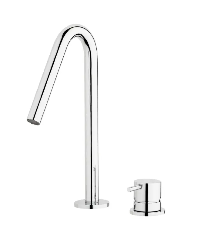 Waterevolution Flow Miscelatore per lavabo a 2 fori nero opaco con beccuccio piccolo a V da 120 mm T1121VPR