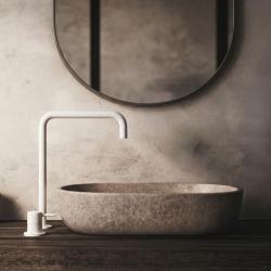 Waterevolution Flow Miscelatore per lavabo a 2 fori con beccuccio alto 222 bianco opaco T122HBR