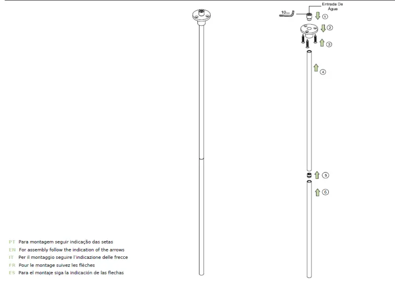 Waterevolution Flow Rubinetto per installazione a soffitto con beccuccio Cromo T167801