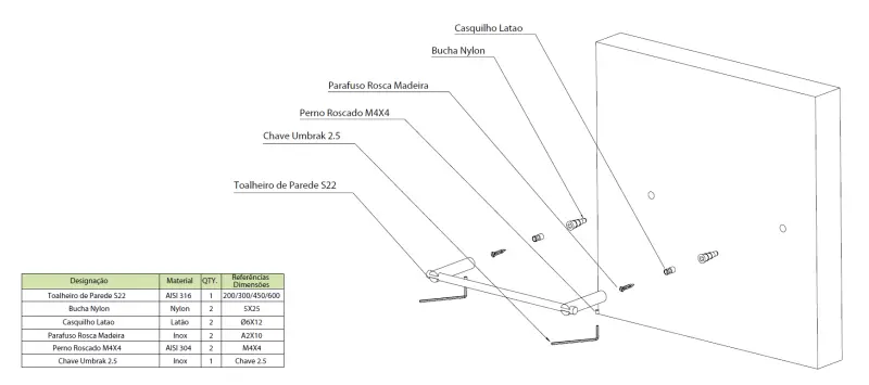 Waterevolution S22 porta asciugamani 60 cm in acciaio inossidabile A413IE