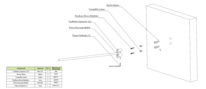 Portasciugamani girevole Waterevolution S22 30 cm in acciaio inossidabile A415IE