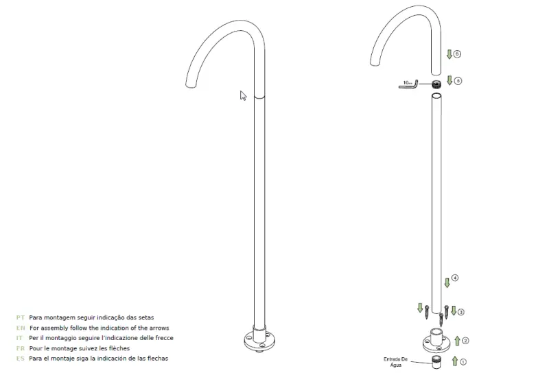 Waterevolution Flow uscita vasca a pavimento cromata T167301