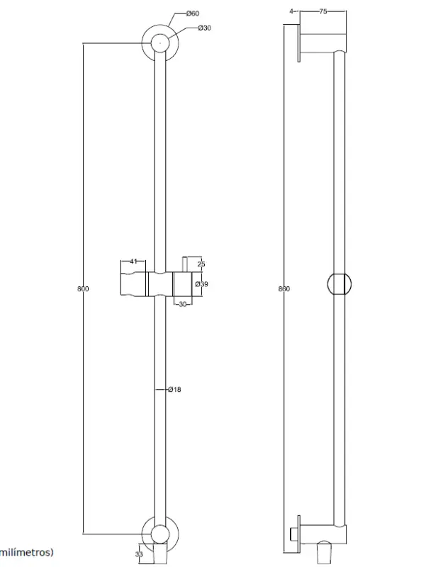 Waterevolution Flow set asta doccia con doccetta a mano 800mm nera opaca T1661PR