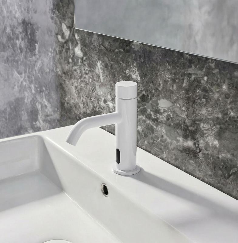 Waterevolution Flow Rubinetto elettronico per lavabo ad infrarossi a batteria bianco opaco T110EBBR