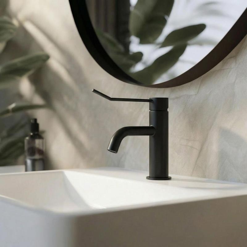 Waterevolution Flow Miscelatore per lavabo incluso tappo a clic nero opaco T111PR