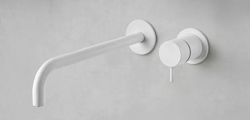 Rubinetto lavabo da incasso Watervolution Flow bianco opaco con bocca 21 cm T116BBR-21