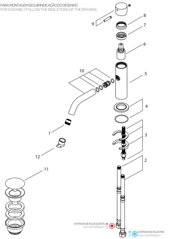 Waterevolution Flow rubinetto lavabo basso in acciaio inox T110IE