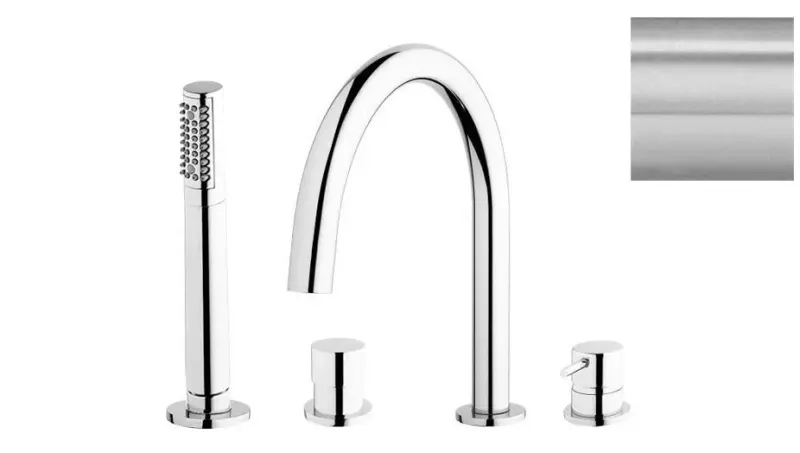 Waterevolution Flow 4 fori Rubinetto da bagno per installazione su bordo vasca completamente in acciaio inossidabile T138IE