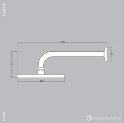 Waterevolution Flow doccia a soffitto 200mm con attacco a parete interamente in acciaio inossidabile T1641IE