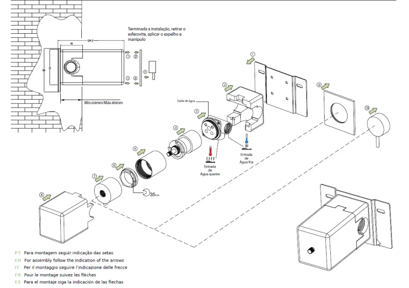 Waterevolution Flow termostato doccia da incasso in acciaio inox massiccio con rosetta rotonda T142TBIE 1208816582