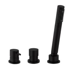 Waterevolution Flow 3-fori Miscelatore per Vasca da Bagno a Montaggio su Bordo Nero Opaco T138SBPR