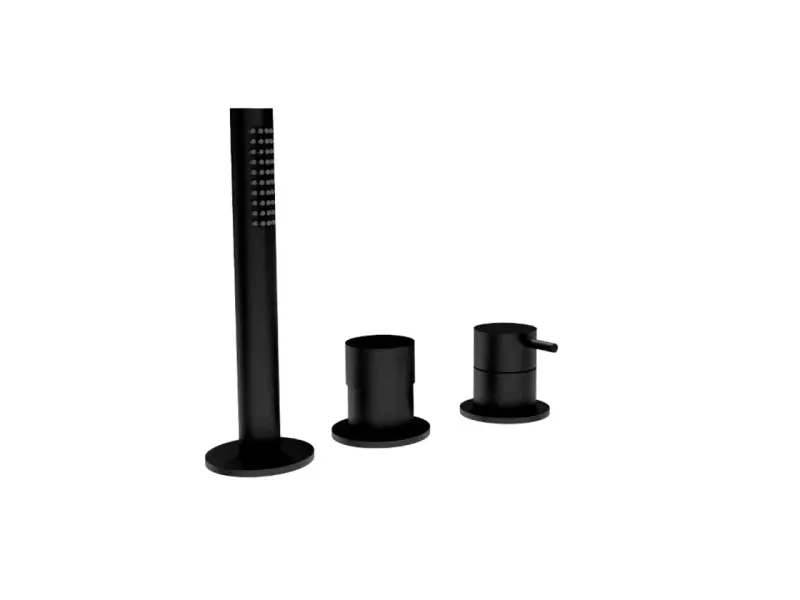 Waterevolution Flow 3-fori Miscelatore per Vasca da Bagno a Montaggio su Bordo Nero Opaco T138SBPR