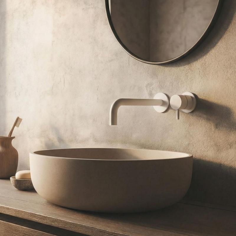 Rubinetto da incasso per lavabo Waterevolution Flow bianco opaco con bocca di erogazione 15 cm T116BBR-15