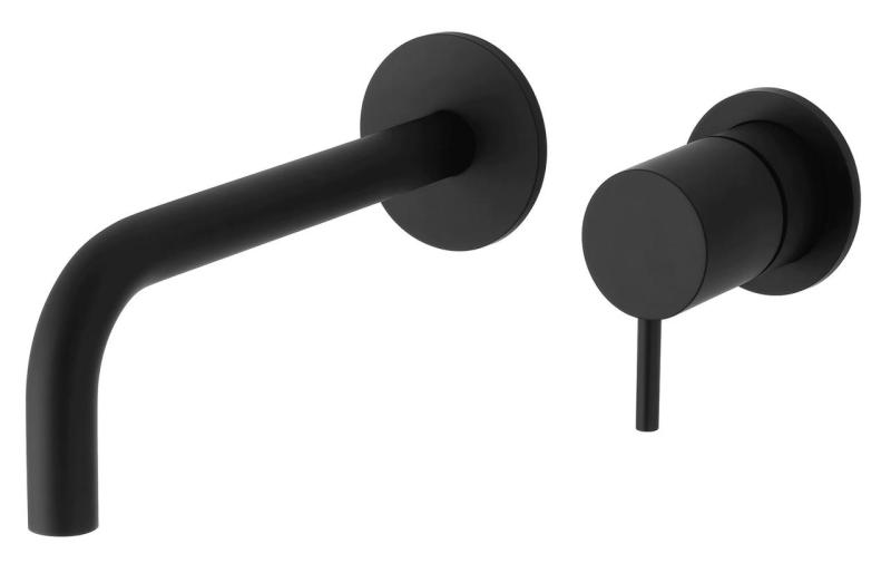 Rubinetto da incasso per lavabo Watervolution Flow nero opaco con bocca di erogazione 15 cm T116BPR-15