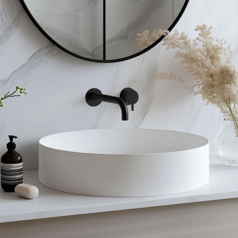 Rubinetto da incasso per lavabo Watervolution Flow nero opaco con bocca di erogazione 15 cm T116BPR-15