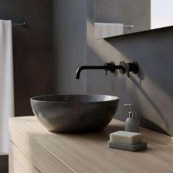 Waterevolution Flow Rubinetto lavabo da incasso a 3 fori Nero opaco con bocca 25 cm T1163FPR-25