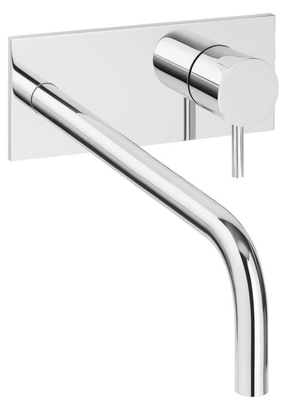 Waterevolution Flow Miscelatore per lavabo ad incasso con piastra di copertura Cromo con beccuccio da 21cm T1161B01-21