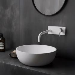Rubinetto da incasso per lavabo Watervolution Flow con placca di copertura bianco opaco con bocca di erogazione 21 cm T1161BBR-21
