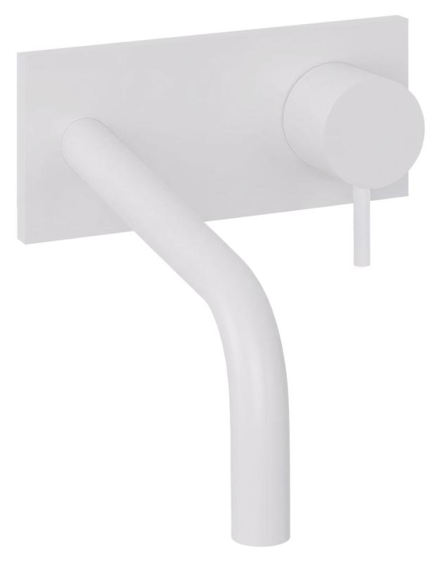 Waterevolution Flow Miscelatore per lavabo ad incasso con piastra di copertura e beccuccio da 15cm Bianco opaco T1161BBR-15