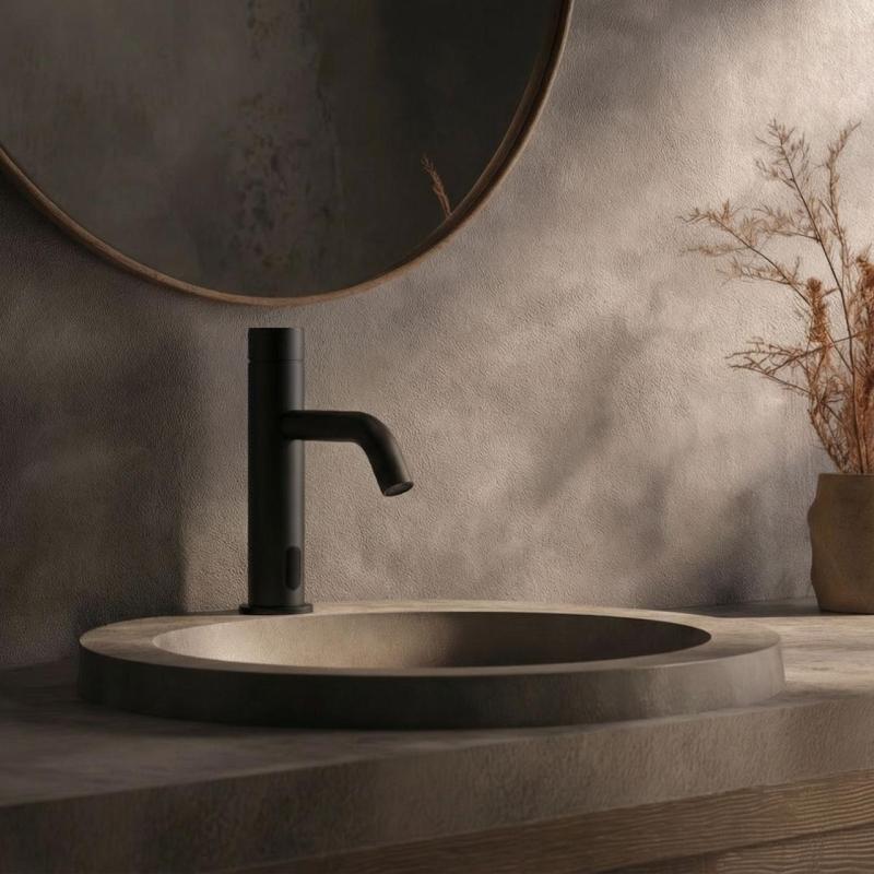 Waterevolution Flow rubinetto elettronico per lavabo a infrarossi a batteria Nero opaco T110EBPR