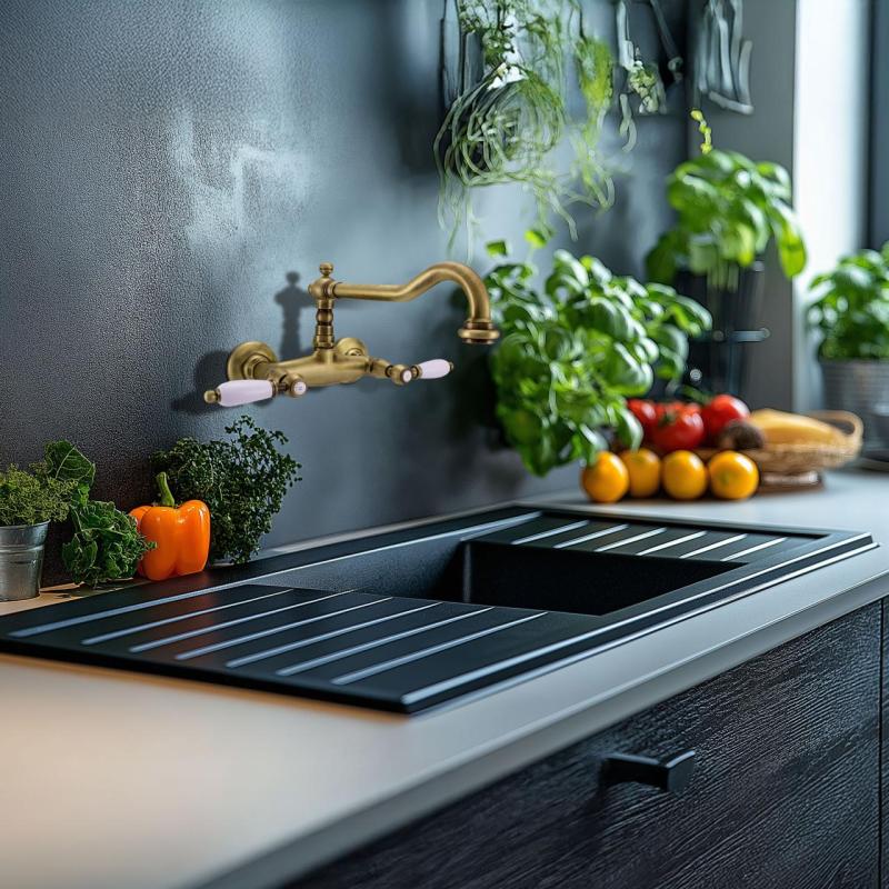 PB Rubinetto classico montato a parete con maniglie bianche Bronzo 1208854182