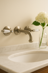 PB rubinetto classico da incasso a parete con leve bianche, uscita di 16 cm, acciaio inossidabile 1208854342.