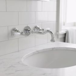 PB rubinetto classico da incasso a muro con leve bianche, beccuccio da 20 cm, cromo 1208854352