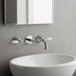 PB rubinetto classico incasso a muro con leve bianche, bocca di erogazione da 25 cm, Cromo 1208854382