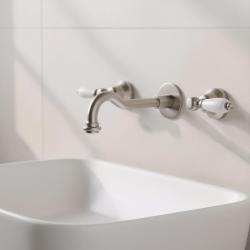 PB rubinetto classico da incasso a muro con leve bianche, beccuccio da 25 cm, acciaio inossidabile 1208854402