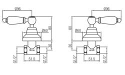 Rubinetto classico a incasso PB con set doccia e manopole bianche Cromo 1208854562