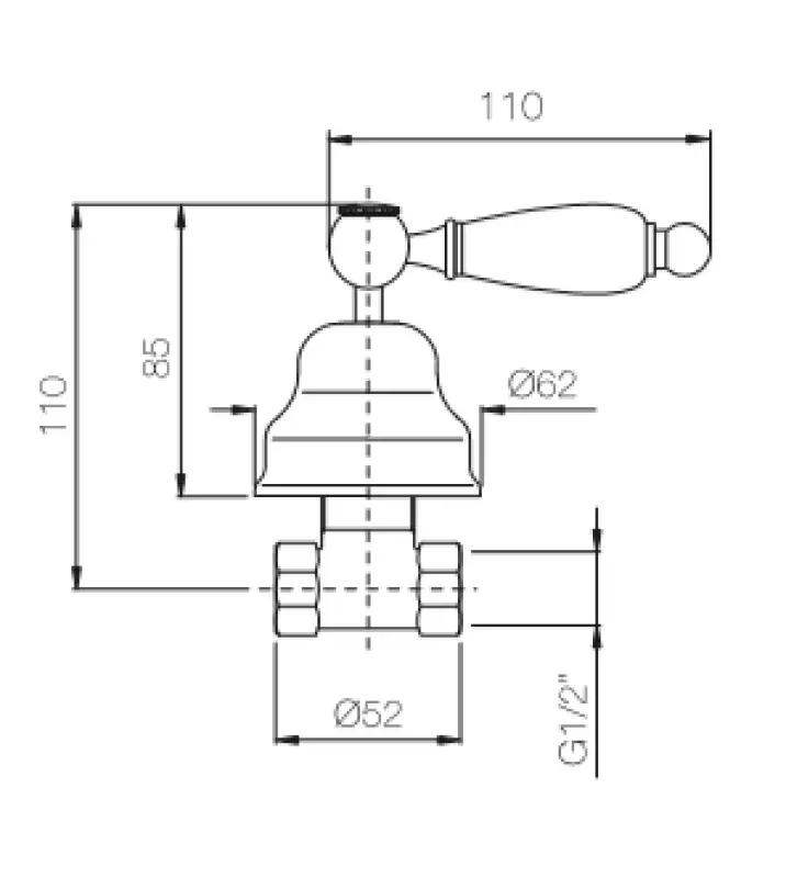 PB Classic Rubinetto d'arresto ad incasso con leva bianca Cromo 1208854652