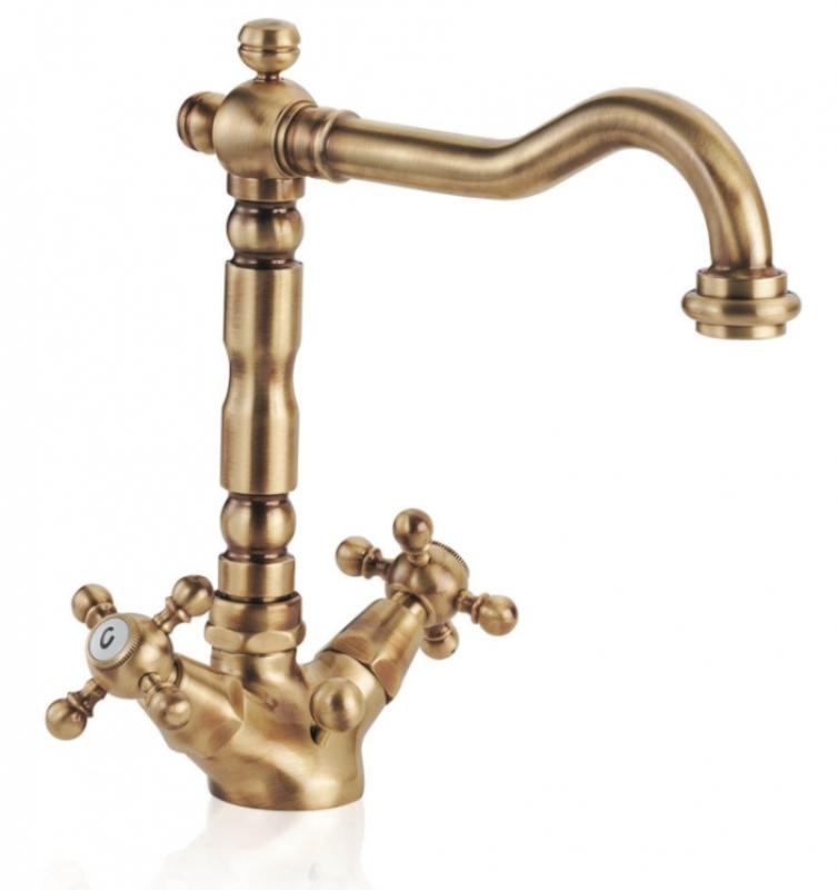 PB Rubinetto classico per lavabo con manopole a stella e beccuccio 18,5 cm Cromo 1208854932