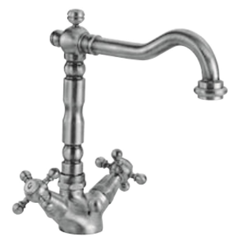 PB Rubinetto classico per lavabo con manopole a stella e beccuccio 18,5 cm Cromo 1208854932