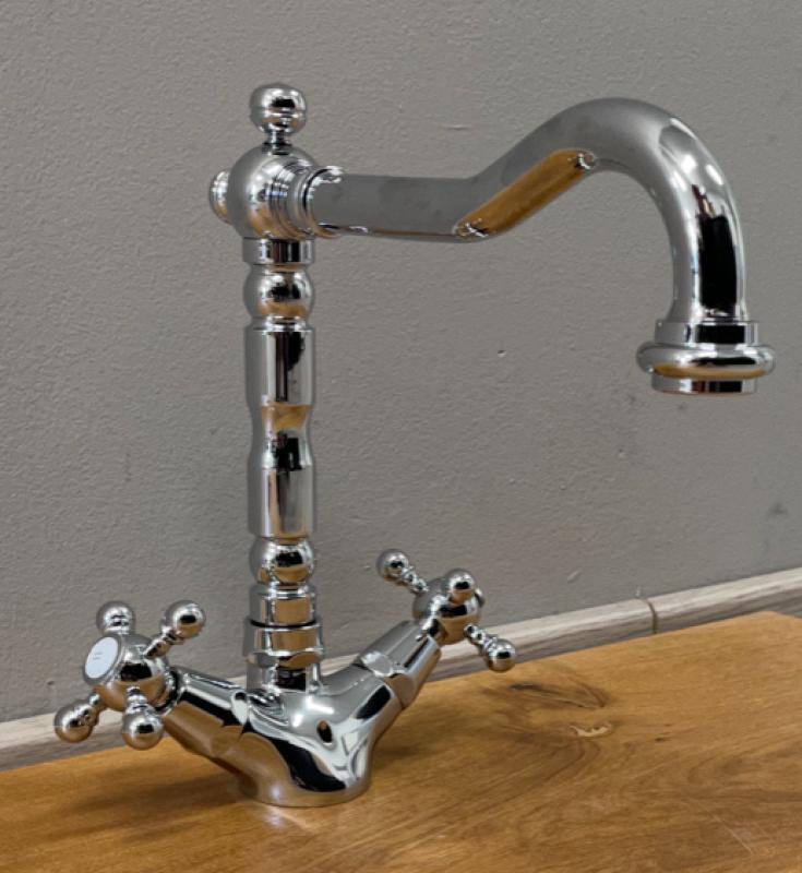 PB Rubinetto classico per lavabo con manopole a stella e beccuccio 18,5 cm Cromo 1208854932