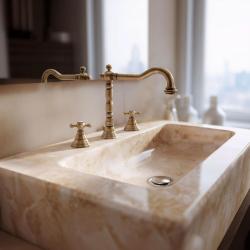 PB Rubinetto classico per lavabo a 3 fori con manopole a stella e beccuccio 18,5 cm Bronzo 1208854942