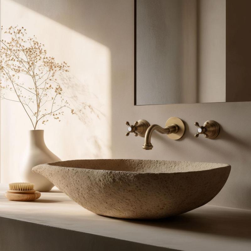 PB rubinetto da incasso classico a parete con manopole a stella, beccuccio da 16 cm, bronzo 1208855052