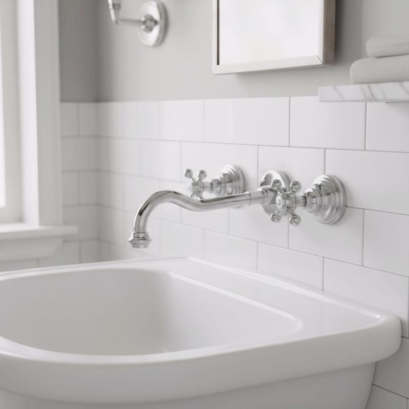 PB rubinetto da incasso classico a parete con manopole a stella, beccuccio da 25 cm, Cromo 1208855112