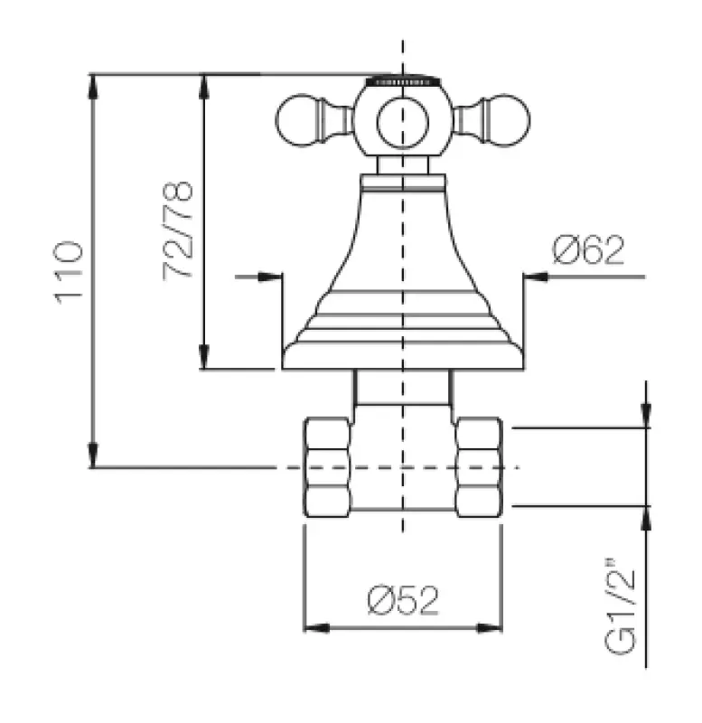 Rubinetto classico PB a incasso con valvola di interruzione e manopola resistente Cromo 1208855562
