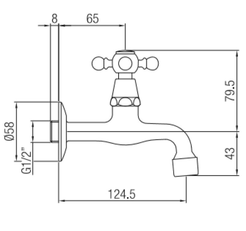 Rubinetto da parete classico PB con manopola a leva acqua fredda cromata 1208855592.