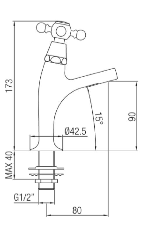 Rubinetto classico PB per fontanella con manopola forte acqua fredda modello piccolo cromato 1208855682