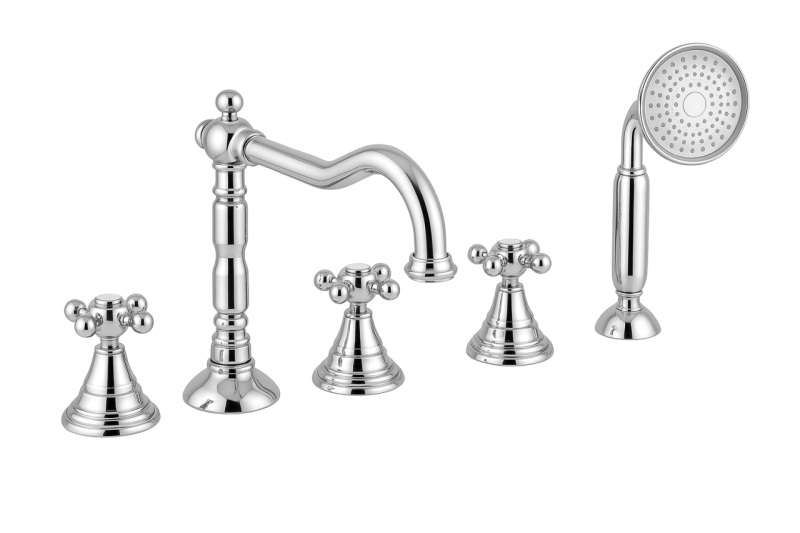 PB rubinetto classico a 5 fori per vasca con manopole a leva Cromo 1208855772