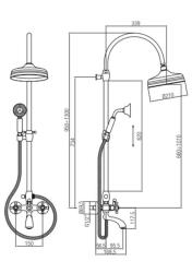 PB Classic Set doccia a parete con manopole a stella e soffione a pioggia cromo 1208855862