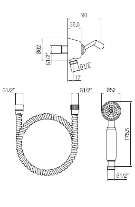 Set doccia classica PB con gancio appendiabiti in acciaio inossidabile 1208899032
