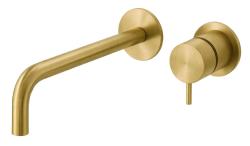 Waterevolution Flow Rubinetto da lavabo da incasso in ottone spazzolato con bocca da 21 cm T116BLE-21