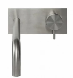 Rubinetto da incasso per lavabo Waterevolution Flow con copri rubinetto interamente in acciaio inox con bocca di erogazione da 25 cm T1161BIE-25