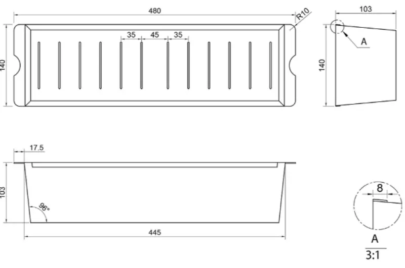 Caressi CACS1D46 nero 44 cm Cestino per residui in acciaio inossidabile 1208920601