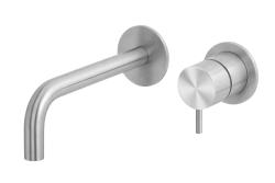 Rubinetto da incasso per lavabo Waterevolution Flow interamente in acciaio inox T116BIEV2 con bocca di erogazione da 15 cm