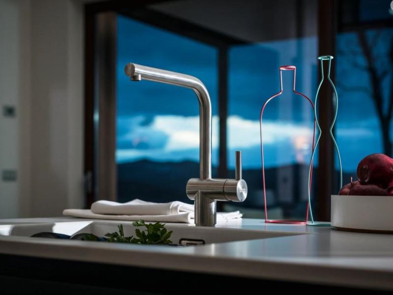 Franke Atlas Neo Rubinetto da cucina in acciaio inossidabile massiccio con beccuccio girevole 115.0521.435