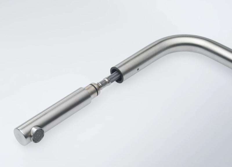 Rubinetto da cucina Franke in acciaio inossidabile spazzolato Atlas Neo con beccuccio estraibile inox 115.0521.438